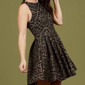 Altar'd State Black and Gold Patterned Mini Dress, XS
